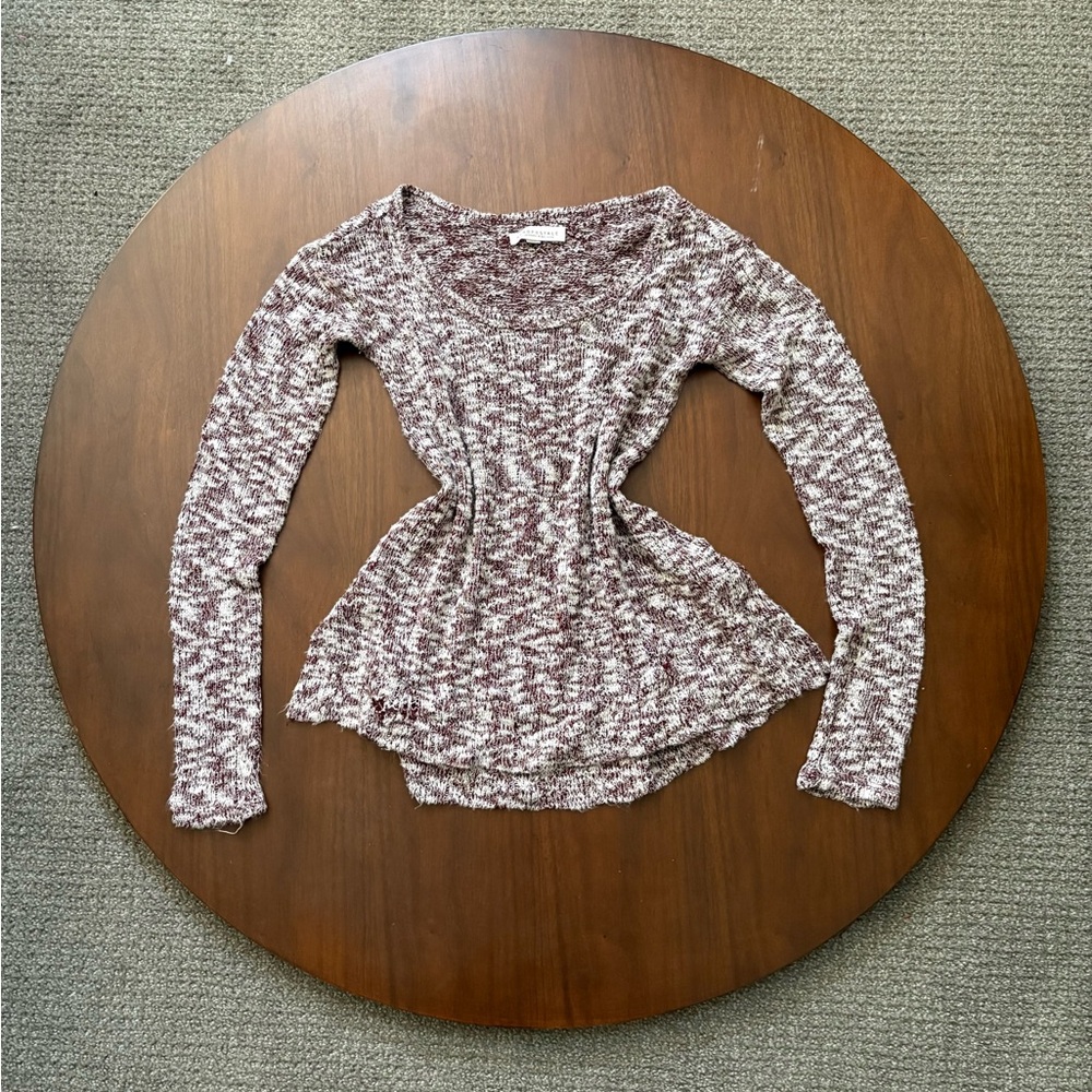 Aeropostale Babydoll Y2K Style Scoop Neck Knit Top Red White Size XS